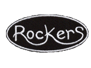 Rockers logo 4 inch oval patch black/white